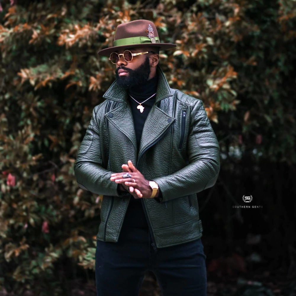 Southern Gents Army Green Rogue Biker Jacket Men's